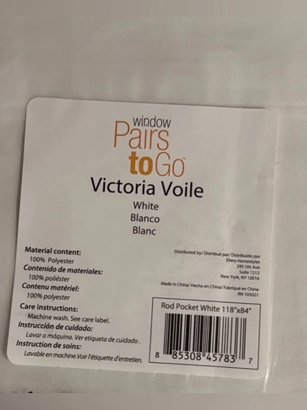 Victoria Voile Pairs to Go Curtain Panel - White
